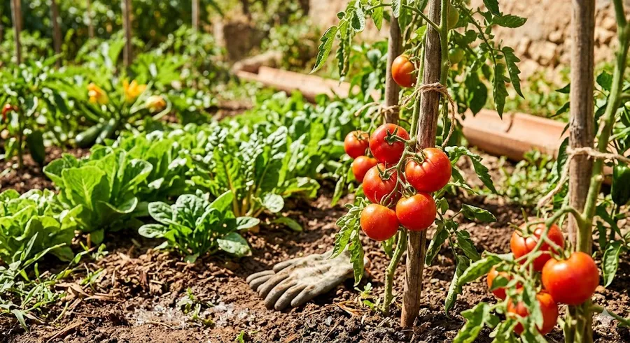 Huerta de Los Molinos donde cultivamos tomates, pepinos y ajo